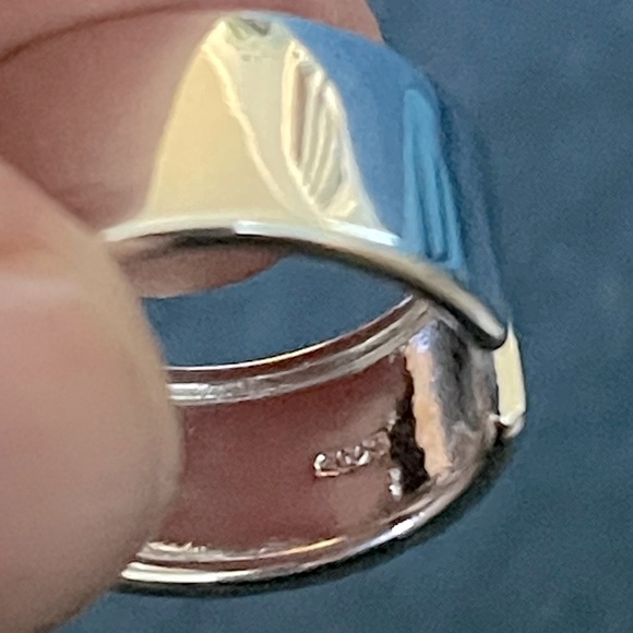 Simple wide sterling silver cuff ring, adjustable - Picture 2 of 5